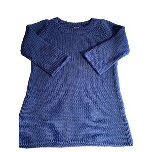 Soft Surroundings Knit Tunic Length Sweater Medium Navy Blue Cotton/Acrylic Blen